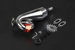 Rovan Chrome Silenced Exhaust w/ Red Metal Mounted Clamp image 86550