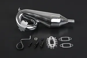 Rovan Chrome Silenced Exhaust w/ Silver Metal Mounted Clamp image 86555