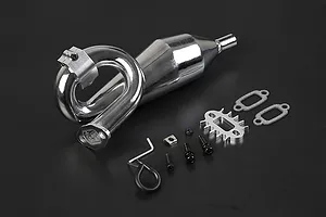 Rovan Chrome Silenced Exhaust w/ Silver Metal Mounted Clamp image 86556