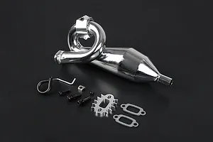 Rovan Chrome Silenced Exhaust w/ Silver Metal Mounted Clamp image 86557