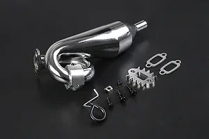Rovan Chrome Silenced Exhaust w/ Silver Metal Mounted Clamp image 86559