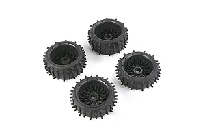 Rovan 4.7/5.5" Spike Front & Rear Tyres on Black Rims - Glued Wheels 4Pcs image 86595