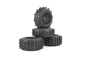 Rovan 4.7/5.5" Spike Front & Rear Tyres on Black Rims - Glued Wheels 4Pcs image 86598