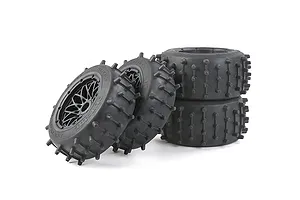 Rovan 4.7/5.5" Spike Front & Rear Tyres on Black Rims - Glued Wheels 4Pcs image 86600