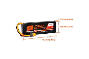 Spektrum G2 7.4V 5000mAh 50C 2S Hard Case LiPo Battery image 86994