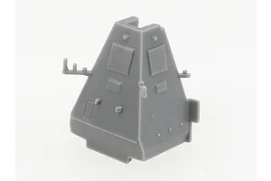 A grey plastic model ship mast component from the Tamiya 1/700 JMSDF FFM-1 Mogami kit.