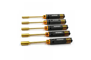 Yeah Racing Black/Gold Aluminium Hex & Lock Nut Drivers w/ Tool Stand image 87422