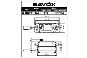 Savox SB-2265MG Black Edition Low Profile 12kg 7.4V HV Brushless Metal Geared Servo image 87621