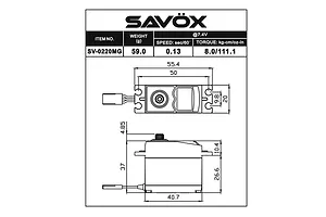 Savox 6.5kg 7.4V Standard Plus Metal Geared Servo image 87664
