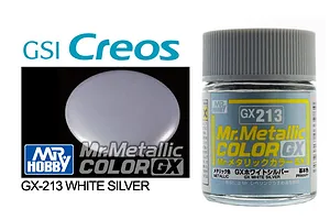 Mr Hobby GX Metallic White Silver Acrylic Paint 18ml image 87987