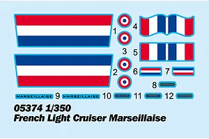 Trumpeter 1/350 French Marseillaise Light Cruiser Scaled Plastic Model Kit image 88349