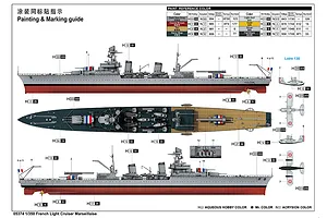 Trumpeter 1/350 French Marseillaise Light Cruiser Scaled Plastic Model Kit image 88350