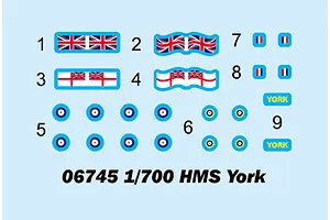 Trumpeter 1/700 HMS York Heavy Cruiser Scaled Plastic Model Kit image 88368