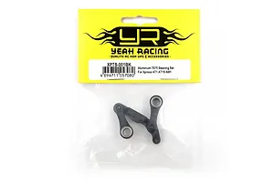 Yeah Racing XPTS-001BK black aluminium steering assembly for Xpress AT1, AT1S, and AM1 RC cars in original retail packaging.