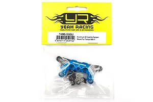 Yeah Racing TAMB-006BU blue aluminium and carbon fibre shock mount for Tamiya MB-01 in original retail packaging.