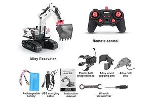 Huina 1594-W RC Excavator Electric Tracked 1/14 Scale RTR - White image 89404