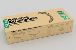 Trumpeter 1/35 scale German STARR Caterpillar Track Links model kit box, showing product name and assembly diagrams on a plain background.
