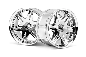 HPI 2.1" (9mm Off-Set) LP29 Work Model LS406 Chrome Rims 2Pcs image 8995