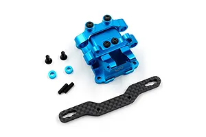Yeah Racing Blue Aluminium Gearbox Cover w/ Carbon Shock Absorber Mount