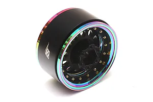 Boom Racing 1.9" Neo Chrome/Matte Black Aluminium ProBuild R12 Adjustable Offset Beadlock Rims 2Pcs image 90797