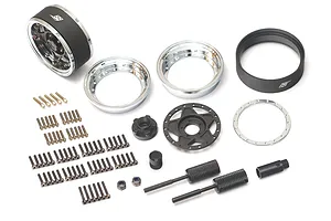 Boom Racing 1.9" Chrome/Matte Black Aluminium ProBuild Narrow RTS Adjustable Offset Beadlock Rims 2Pcs image 90803