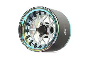 Boom Racing 1.9" Neo Chrome/Flat Silver Aluminium ProBuild Extra Wide LGB Adjustable Offset Beadlock Rims 2Pcs image 90807