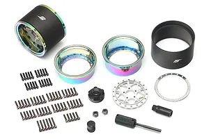 Boom Racing 1.9" Neo Chrome/Flat Silver Aluminium ProBuild Extra Wide LGB Adjustable Offset Beadlock Rims 2Pcs image 90808