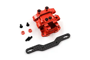 Yeah Racing 1/10 Red Aluminium TT-02 Gearbox Cover w/ Carbon Fibre Shock Mount