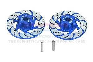 GPM Aluminium 17mm (+3mm) Splined Wheel Hexes with Brake Disks with Silver Lining 2Pcs - Blue UDR010DX+3N-B