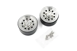 Yeah Racing 1.55" Silver Aluminium CNC Machined 10 Spoke Beadlock Rims 2Pcs image 91686