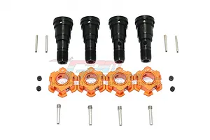 GPM Hardened Steel Front &amp; Rear Universal CVD Joints w/ Orange Aluminium Wheel Hexes Set