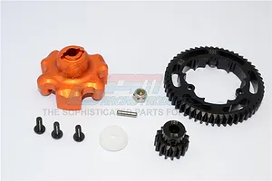 GPM HD Steel 15T/53T 1Mod Pinion & Spur Gear Set w/ Orange Aluminium Gear Adapter image 91735