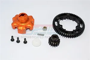 GPM HD Steel 16T/53T 1Mod Pinion & Spur Gear Set w/ Orange Aluminium Gear Adapter image 91736