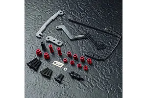 MST Carbon Fibre Short Battery Mount w/Red Aluminium Mounting Hardware
