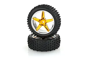 HSP 2.3" Front Buggy Tyres on Orange Chrome Rims - Wheels 2Pcs image 9369