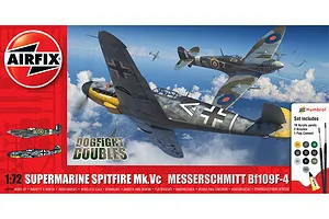 Airfix 1/72 Supermarine Spitfire Mk.Vc & Bf109F-4 Dogfight Double Scaled Plastic Model Starter Kit image 93815