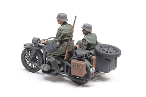 Tamiya 1/35 German KS600 Motorcycle with Sidecar Scaled Plastic Model Kit image 93839