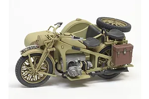 Tamiya 1/35 German KS600 Motorcycle with Sidecar Scaled Plastic Model Kit image 93841