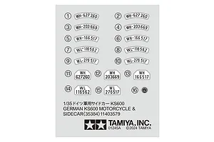 Tamiya 1/35 German KS600 Motorcycle with Sidecar Scaled Plastic Model Kit image 93842