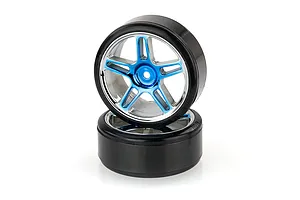 HSP 1.9" Drift Tyres on Blue Chrome Rims - Wheels 2Pcs image 9422
