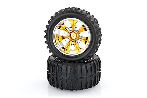 HSP 2.8" Off Road Tyres on Orange Chrome Rims - Wheels 2Pcs image 9448