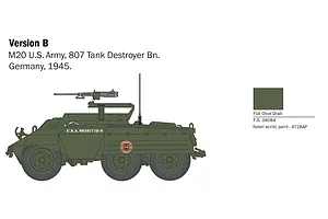 Italeri 1/56 M8/M20 Greyhound Armoured Vehicle Scaled Plastic Model Kit image 94555