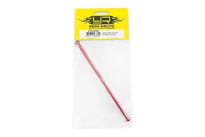 A red aluminium centre driveshaft for Kyosho Fazer Mk2 by Yeah Racing, sealed in original retail packaging.
