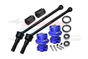 GPM 110mm Medium Carbon Steel Front/Rear CVD Shaft 2Pcs w/ Blue Aluminium Wheel Lock &amp; Hex Claw Set