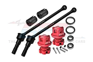 GPM 110mm Carbon Steel Front/Rear CVD Shaft 2Pcs w/ Red Aluminium Wheel Lock &amp; Hex Claw Set