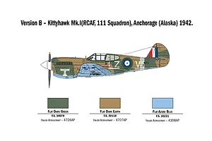 Italeri 1/48 P-40 E/K Kittyhawk Fighter Scaled Plastic Model Kit w/ Australian Decals image 96384