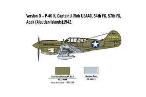 Italeri 1/48 P-40 E/K Kittyhawk Fighter Scaled Plastic Model Kit w/ Australian Decals image 96386