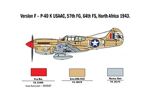 Italeri 1/48 P-40 E/K Kittyhawk Fighter Scaled Plastic Model Kit w/ Australian Decals image 96388