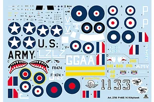 Italeri 1/48 P-40 E/K Kittyhawk Fighter Scaled Plastic Model Kit w/ Australian Decals image 96390