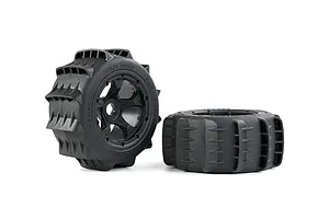 Rovan 1/5 Rear Paddle Tyres on Black Rims 2Pcs - Beadlocked Wheels image 97059